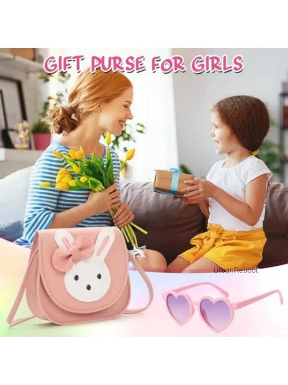 Toddler Girls Bunny Purse Small PU Leather Crossbody Satchel Gift Set